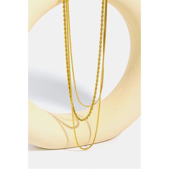 Stainless Steel 18K Gold-Plated Triple Layer Necklace - Picture 2 of 6
